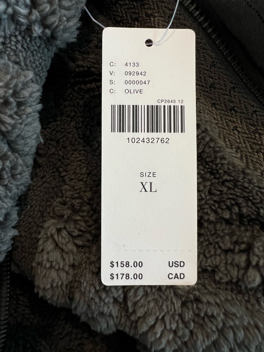 Anthropologie Textured Fuzzy Jacket Pilcro Faux Fur New XL Olive Grey - Picture 15 of 15